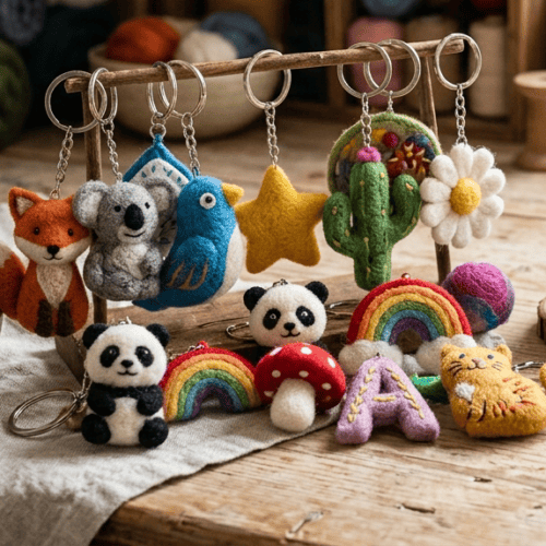 Felt keyrings and showpieces
