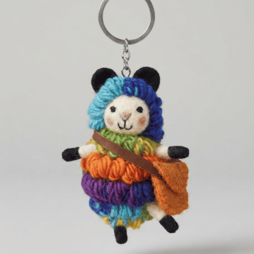 felt sheep keyring