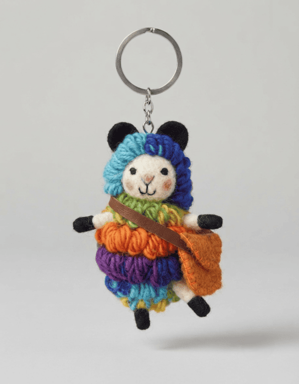 felt sheep keyring