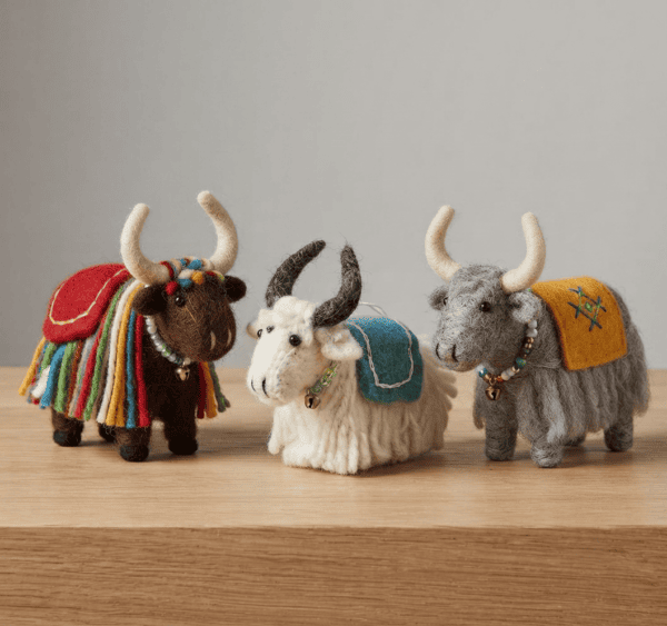 Handmade Felt Yak Designer Figurine Set
