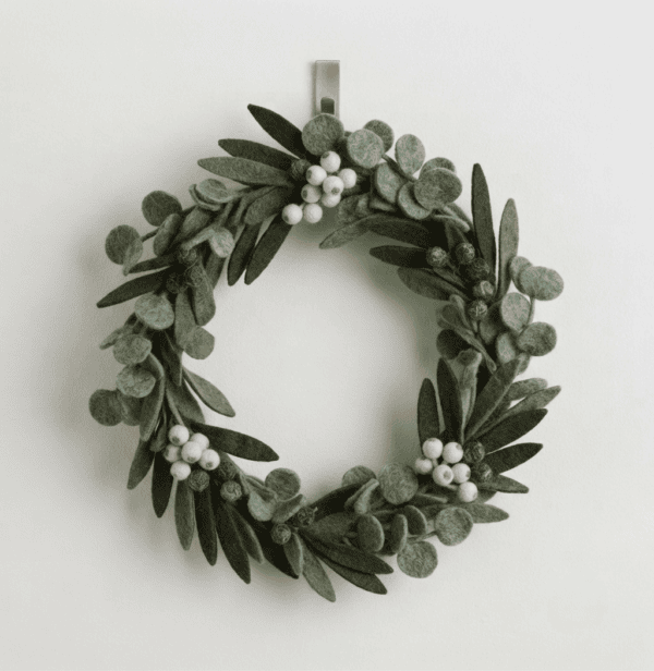 Handmade Felt Leaf and Berry Wreath