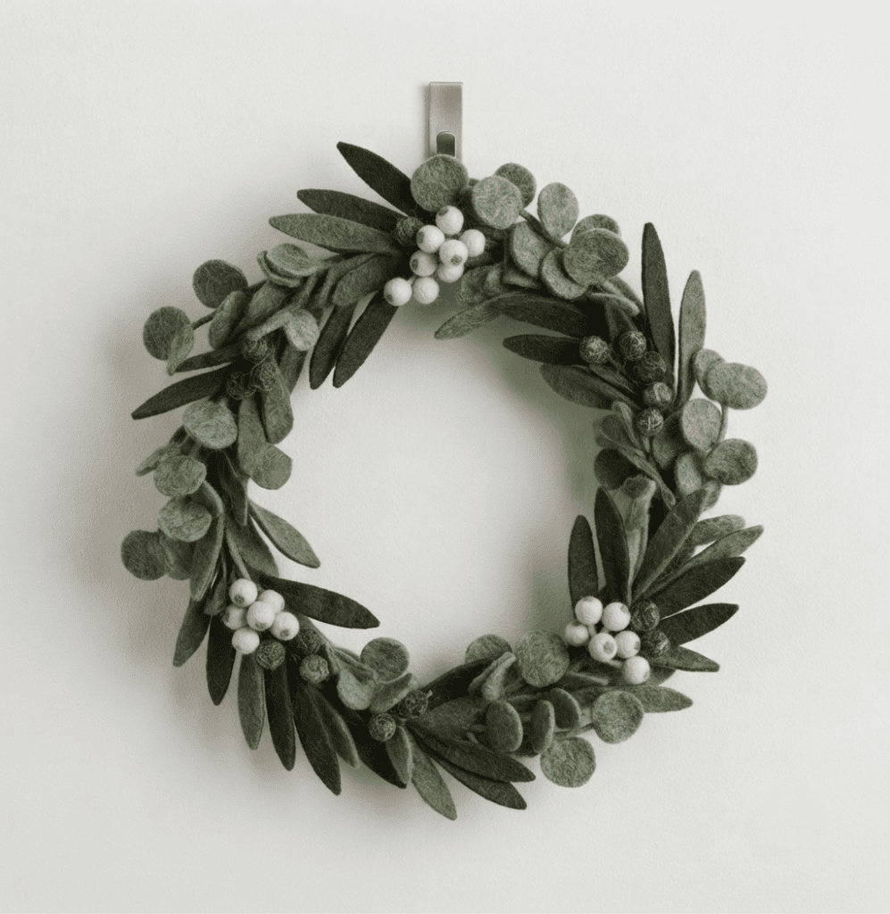 Handmade Felt Leaf and Berry Wreath